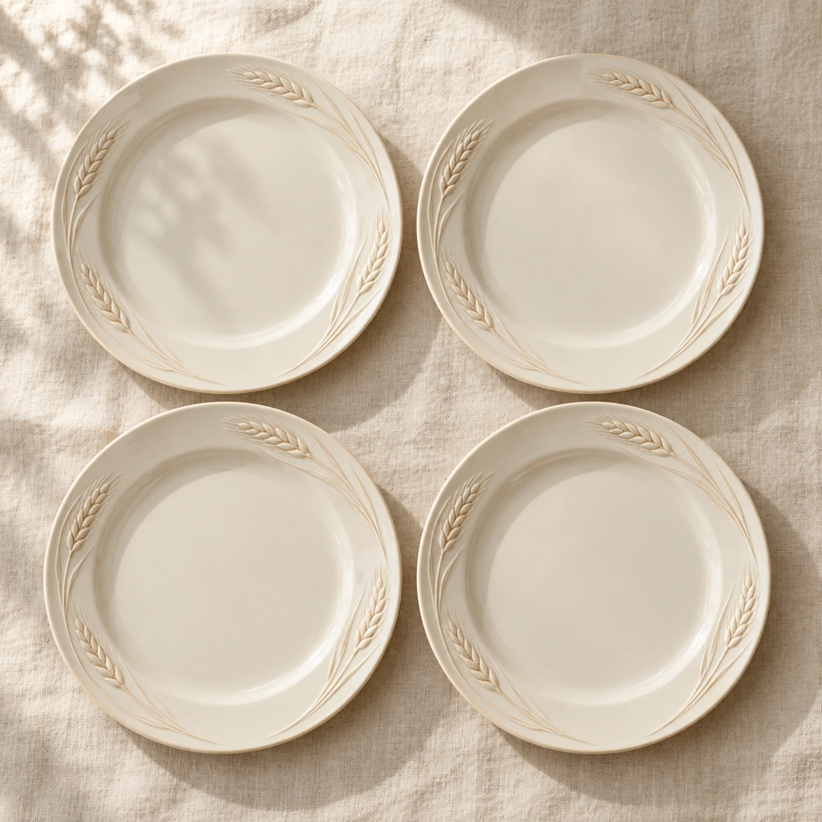 Wheatline Dinner Set, Oat white, 4 plates