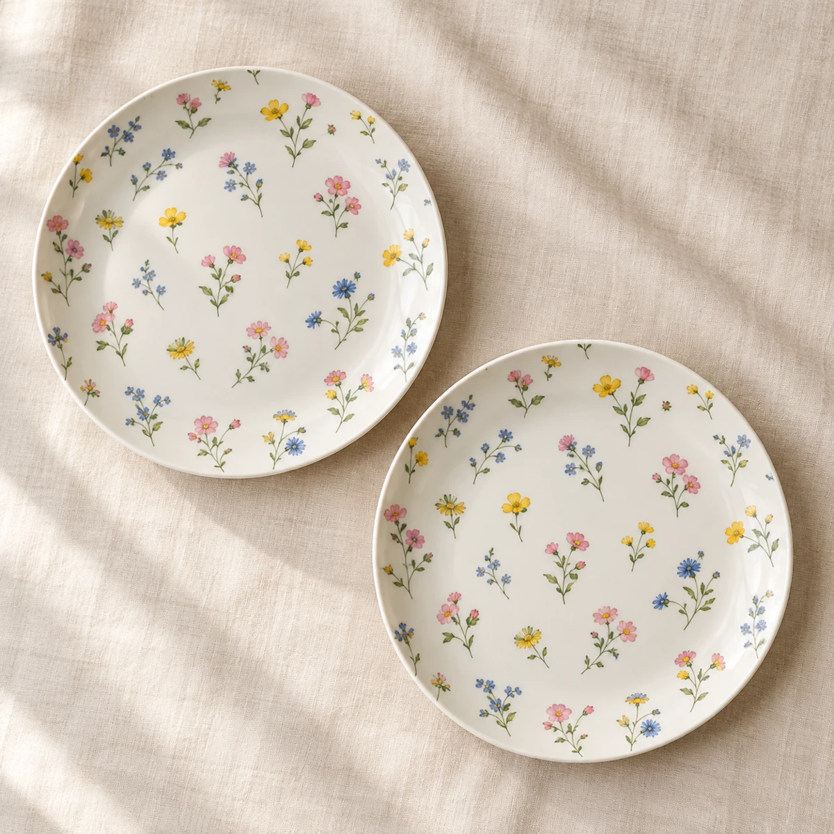 Wildflower Supper Pair, White / wildflowers, 2 plates